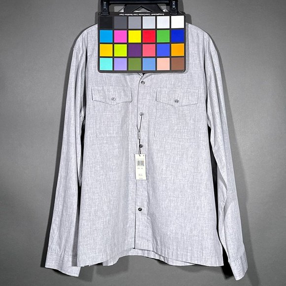Michael Kors Slim Fit Button Up Long Sleeve‎ Heather Gray Shirt Size XXL - Picture 13 of 13
